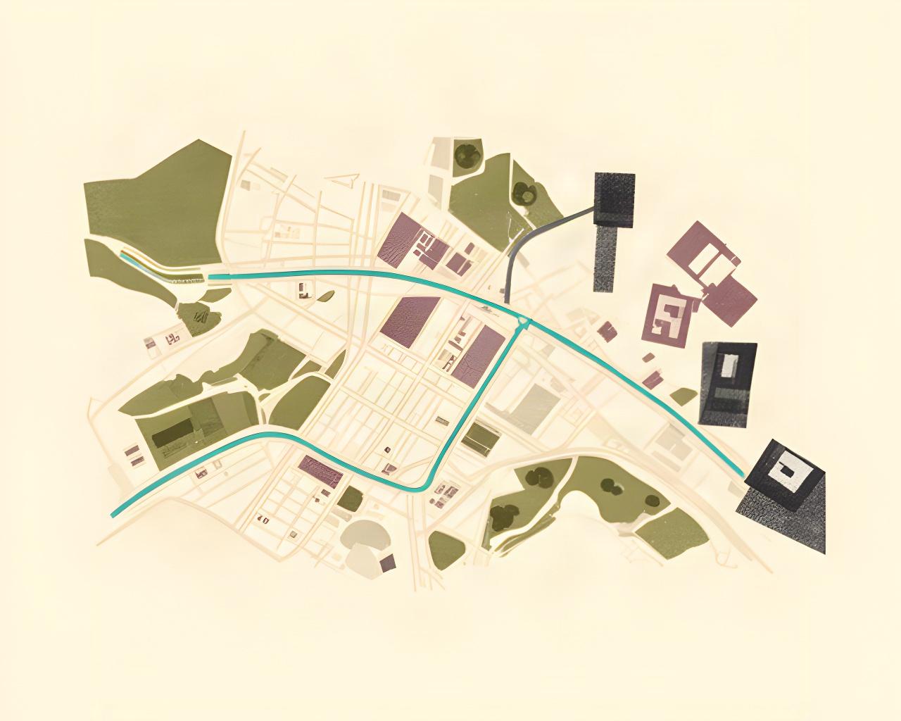 Mappa stilizzata dell'area di Caivano con il percorso verso lo studio di interior design